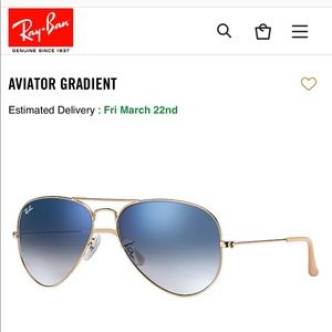 RAYBAN SUNGLASSES - Large Aviator Metal Gradient.